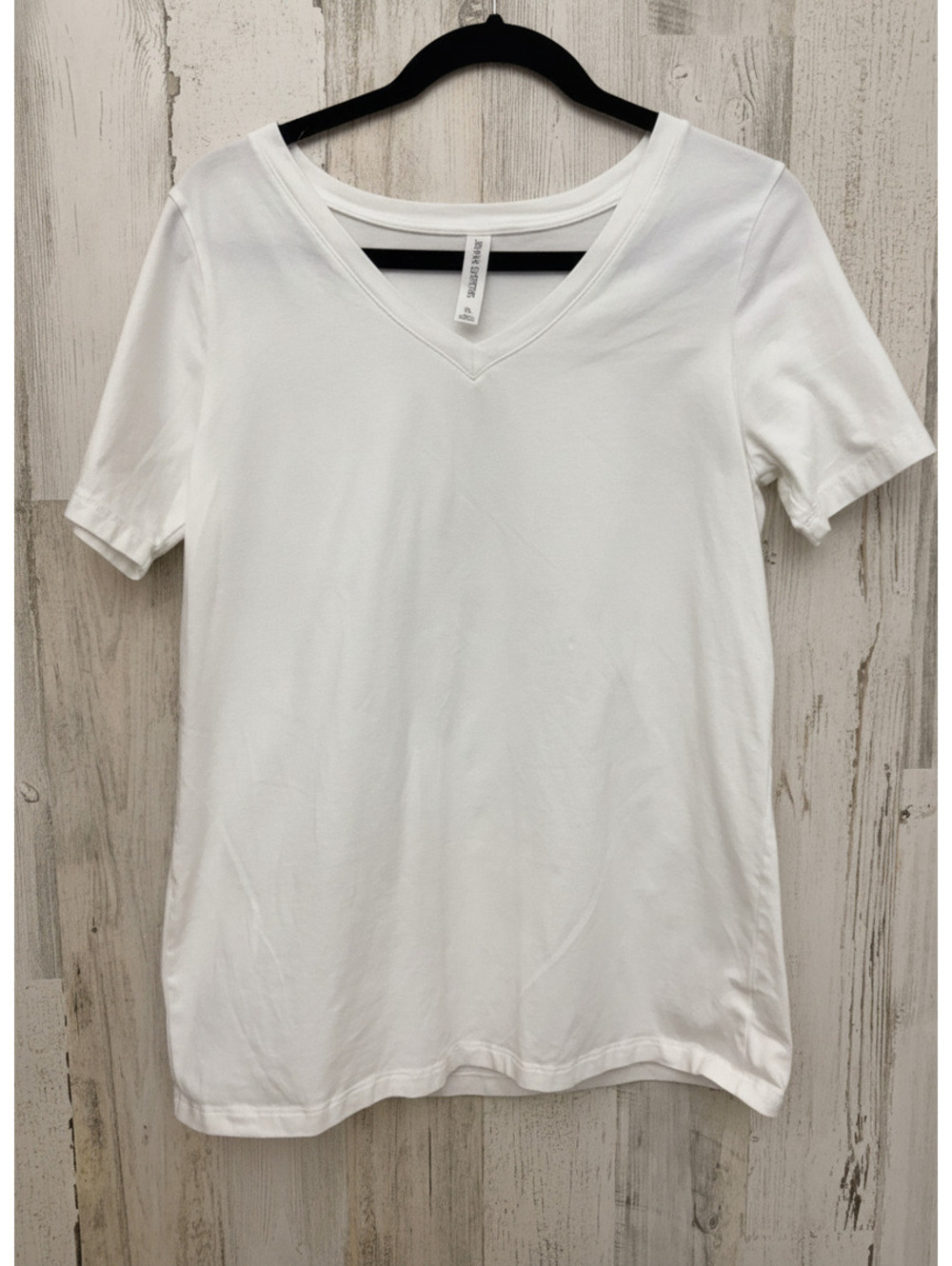 Zenana Outfitters White V-Neck T-Shirt Women’s XL Cotton Stretch Short Sleeve